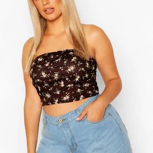 Plus Size Ditsy Floral Print Tube Top